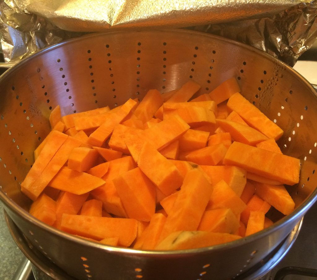 sweet potato and carrot steaming