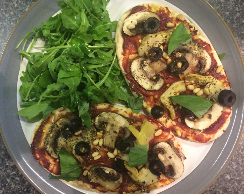 Mushroom and Artichoke Pitta Pizzas