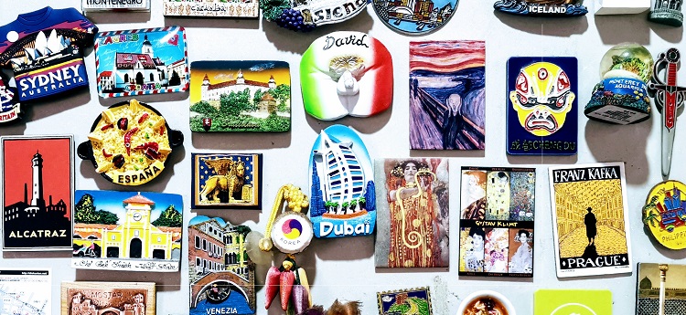 Selection of holiday fridge magnets